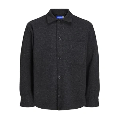 Image of JACK &amp; JONES Men&#039;s Jorzac Melange Overshirt Ls Sn Polo Shirt, Black, XL