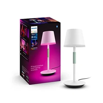 Image of Philips Hue Go Smart Portable Table Lamp [Downlight White] White &amp; Colour Ambiance LED with Bluetooth. for Home Indoor Lighting, Bedroom, Livingroom, Diningroom, Office. Works Alexa