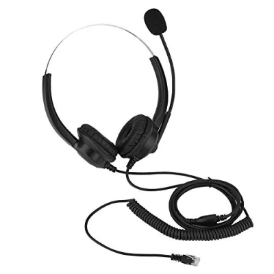 Image of Lossless Sound Call Center Headset, Hands Free Noise Cancelling Headphones with Mic, 360 Degree Rotary Earmuff, Super Long Cable, Suitable for Computer, Telephone, Desktop Box,etc(Crystal plug)