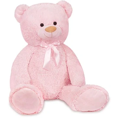Image of BRUBAKER XXL Teddy Bear 40 Inches (100 Cm) Pink Soft Toy Cuddly Stuffed Animal