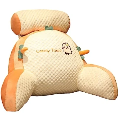 Image of Bed Reading Pillow Comfortable Cushion Detachable Backrest Soft Chair Multifunctional Arm Rests Back Support 60x45x20cm for Relaxing Watching TV Games(Toast)