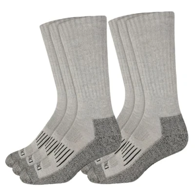 Image of Dickies Men&#039;s Big &amp; Tall Heavyweight Cushion Compression Work Crew Socks (3, Grey (6 Pairs), Shoe Size: 12 15
