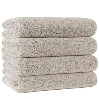 Image of POLYTE Quick Dry Lint Free Microfibre Bath Towel, 76 x 145 cm, Pack of 4 (Beige)