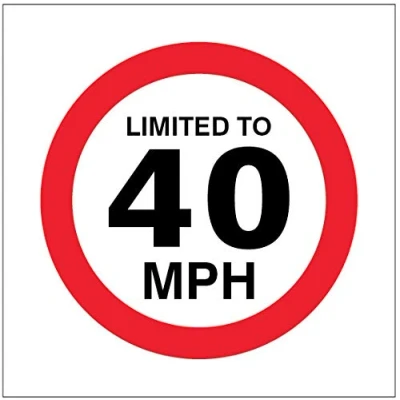 Image of Vehicle Marking Signs Limited to 40mph Self Adhesive Vinyl