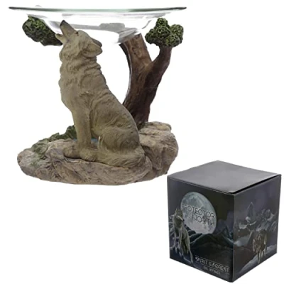 Image of Puckator Protector of the North Spirit Forest Wolf Oil Burner with Glass Dish Living Room Accessories Wax Liquidizer Burners For Essential Oils Melt Holder Fragrance