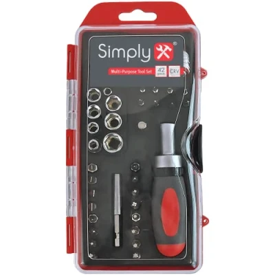 Image of Simply BSCR05 Multi Purpose Tool Set, Set of 42, Range with Variety from Pliers Spanners Screwdrivers to Ratchets Sets &amp; Accessories, Includes Hex Allen Key Universal Fit