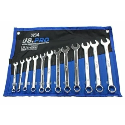 Image of US Pro Metric Combination SPANNERS Wrenches 12pc Set 8 19mm Open Ring
