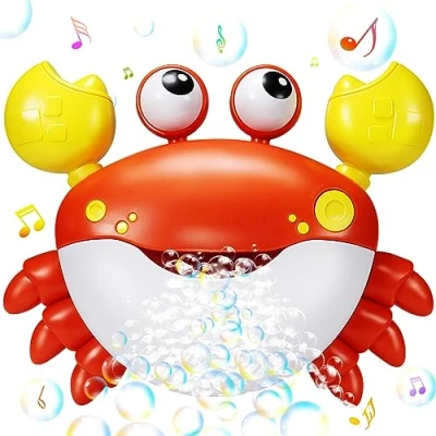 Image of Jiosdo Baby Bath Toys, Automatic Crab Bubble Maker Toys for Toddler Kids, Machine with 12 Music, Great Bathtub Gifts 1 2 3 Years Girls Boys (Red)