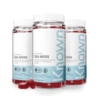 Image of Sea Moss Gummies by Known Nutrition Natural Immune and Gut Support Delicious Apple Flavour 60 Two a Day Vegan Vitamin (3)