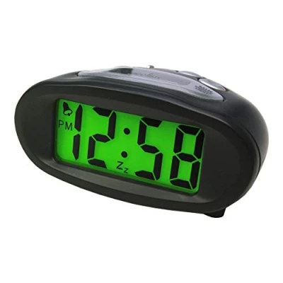 Image of Acctim 14193 Eclipse Solar Dual Power Alarm Clock, Black