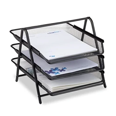 Image of Relaxdays Document Holder, Metal Black, 35.5 x 29.5 27 cm