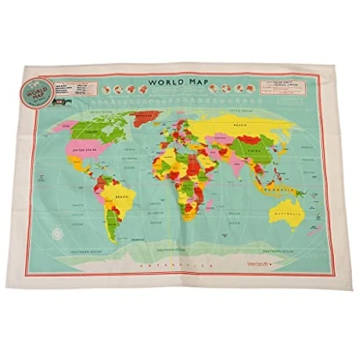 Image of World Map Cotton Tea Towel