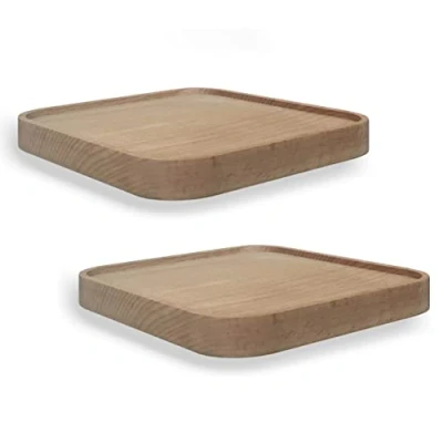 Image of anaan Raft Floating Shelf wood square Wall Mounted Showcase Hanging Planter Storage Wooden for plants photo candle Invisible Decoration Design Set of 2 (Square 7.09 inch)