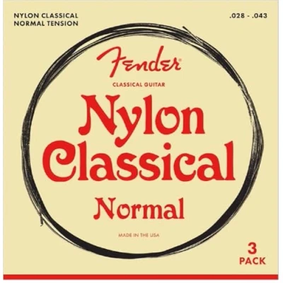 Image of Fender Nylon Acoustic Strings, 100 Clear/Silver, Tie End, Gauges .028 .043, 3 Pack