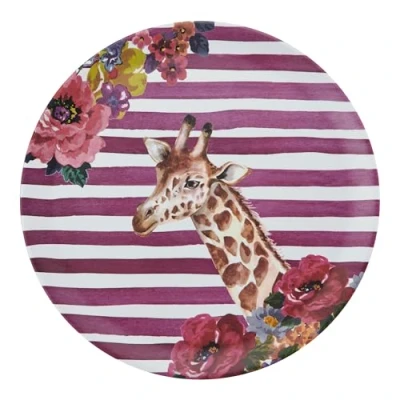Image of Mikasa Wild at Heart Giraffe Round Tray, 36cm Melamine Serving Lightweight and Durable Snack Dish with Animal Print