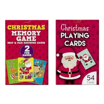 Image of WF Graham Christmas Playing Cards and Memory Game 2 in 1 Bundle Snap &amp; Pair Matching Stocking Fillers Kids, Party Bag for Kids