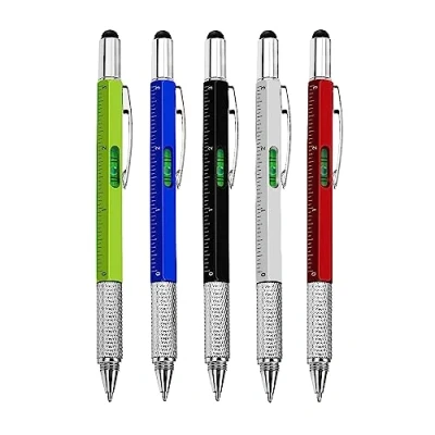Image of 6 in 1 Multi Tool Ballpoint Pen Stocking Filler Gift for Men Screwdriver Ruler Stylus Spirit Level (5)