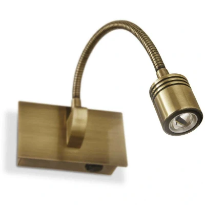 Image of Dynamo LED 1 Light Indoor Adjustable Wall Reading Lamp Antique Brass