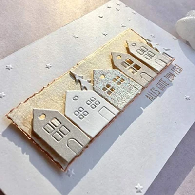 Image of Cutting Dies for Card Making, YunTrip 2Pcs House Building Metal DIY Scrapbooking Album Embossing Photo Craft Paper Cards Decorative