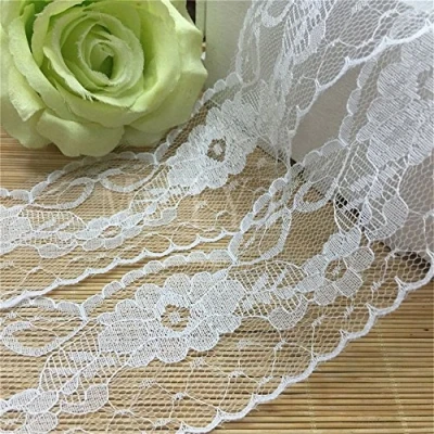 Image of 10 Yards Lace Edge Trim Ribbon 6 cm Width Vintage Style White Edging Trimmings Fabric Embroidered Applique Sewing Craft Wedding Bridal Dress Embellishment DIY Cards Party Decor Clothes Embroidery