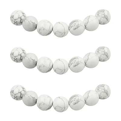 Image of MJDCB Natural Round Stone Beads 8mm Howlite White Turquoise Loose Gemstone for Jewelry Making Bracelet Necklace 43pcs