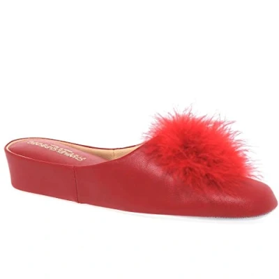 Image of Relax Pom II Womens Leather Slippers 5 UK Red