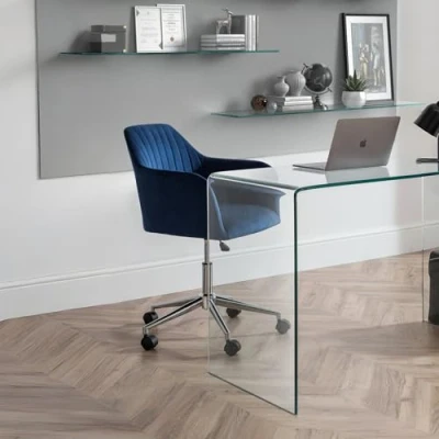 Image of Julian Bowen Kahlo Office Chair Blue &amp; Chrome Chairs