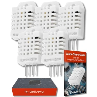Image of 5x AZDelivery Digital Temperature and Humidity Sensor Module 3.3V 5V Compatible With DHT22 AM2302 Replace SHT11 SHT15 Arduino Raspberry Pi Including E Book!