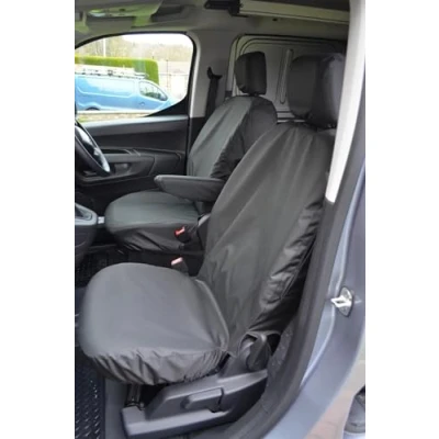 Image of Tailored Seat Covers for Vauxhall Combo (2018 ) [Driver + Single Passenger (Detachable Headrest)] Airbag Compatible, Heavy Duty Work Protection Accessories