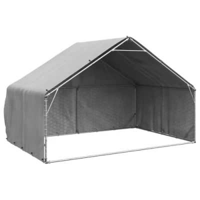 Image of vidaXL Outdoor Dog Kennel/Galvanised Cage 3x2x1.9m Weatherproof PE Cover Spacious &amp; Easy Assembly