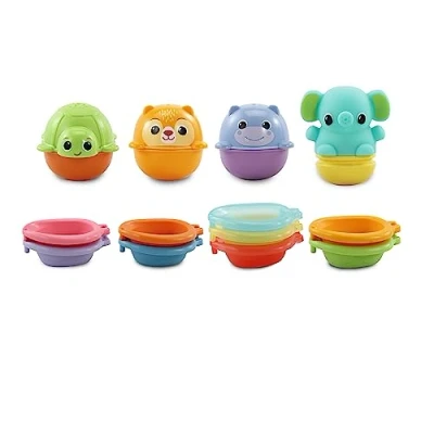 Image of VTech Stack &amp; Splash Bathtime Boats, Stacking Linking BathTub Toy with 9 Colourful Boats 3 Animal Characters, Bath Gift for Babies Toddlers 0, 6, 12 months +, English version