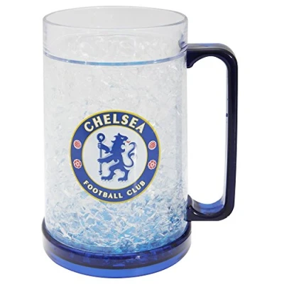 Image of Chelsea FC Official Football Crest Freezer Mug (One Size) (Clear/Blue)