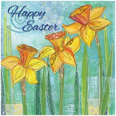 Image of Religious Easter Cards Daffodils, pack of 5 with white envelopes, Bible verse inside these Christian cards, by Just Direct