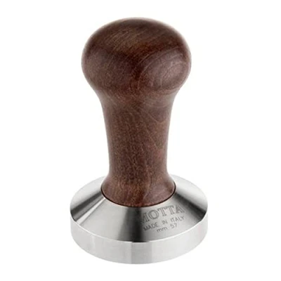 Image of Motta 8170/M Professional Flat Base Coffee Tamper, 57 mm, Brown Handle