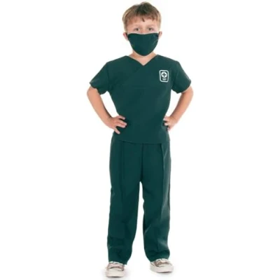 Image of PRETEND TO BEE 9308_(5/7)_(TR) Vet Fancy Dress Costume for Kids, Green with Mask, 5 7 Years
