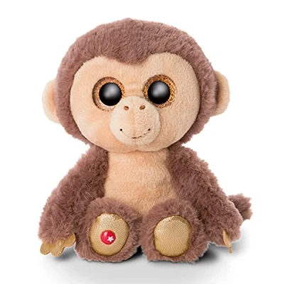 Image of NICI 46945 safari Original Glubschis Monkey Hobson 15 cm Cute Cuddly Toys Fluffy Stuffed Big Glittery Eyes Plush Zoo Animals to Cuddle &amp; Play, Brown/Beige