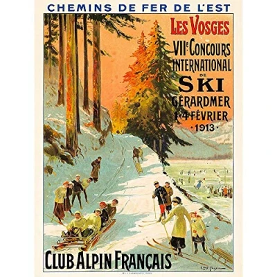 Image of Wee Blue Coo Advert Ski Contest Vosges France Alpine Club Winter Sport Art Print Poster Wall Decor 12X16 Inch