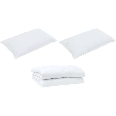 Image of Vidaxl Summer Duvet with Pillow 3 pcs White 240 x 260 cm Microfibre