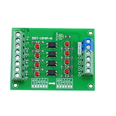 Image of Reland Sun NPN Output Four Way optocoupler Isolation PLC Level Voltage Conversion Board 1.8V 3.3V 5V 12V 24V Unidirectional Transmission (5V to 24V)