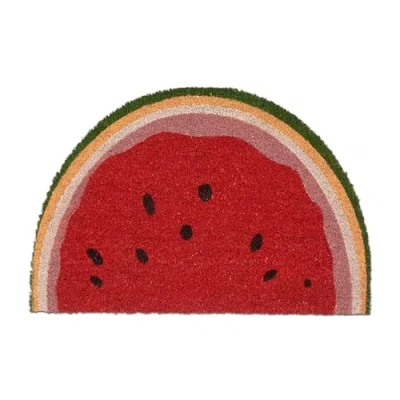 Image of Coconut Doormat, Anti Slip, Welcome Mat, Indoor &amp; Outdoor, Cute Watermelon Shape, 1.5 x 60 40 cm, Colourful Relaxdays