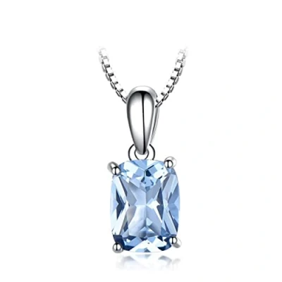 Image of ZLING Solid 925 Sterling Silver Pendant Necklace Gemstone Sky Blue Topaz Romantic Wedding Gifts For Women Fine Jewelry