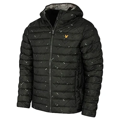 Image of Lyle &amp; Scott Mens Sports Lightweight Quilted Jacket Graphic Checker Dark Sage L