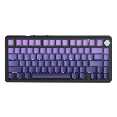 Image of ATTACK SHARK X85 Gasket Mechanical Keyboard with Knob,75% Tri Mode(BT5.0/2.4G/USB C) Wireless Gaming &amp;Five Layer Padding, RGB,5000mAh, Hot Swappable Side Print PBT Keycaps(Purple Gradient)