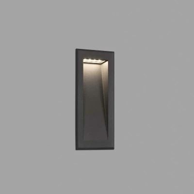 Image of Soun Outdoor Led Dark Grey Recessed Wall Lamp IP65