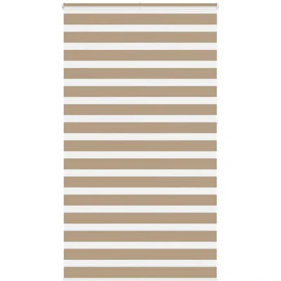Image of vidaXL Zebra Blind Sand Brown 135x230 cm Fabric Width 130.9 Polyester