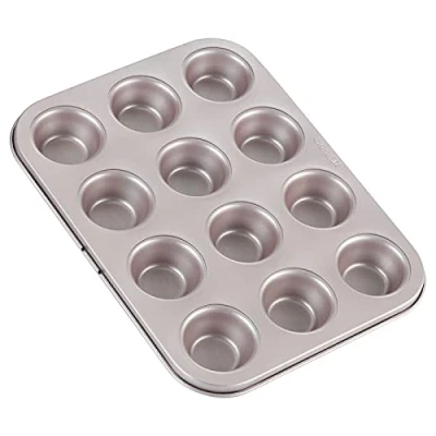 Image of CHEFMADE Mini Muffin Pan, 12 Cavity Non Stick Cupcake Pan Bakeware for Oven Baking (Champagne Gold)