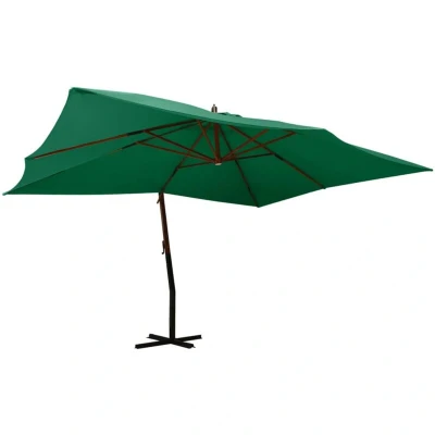 Image of vidaXL Cantilever Garden Parasol with Wooden Pole 400x300 cm Green