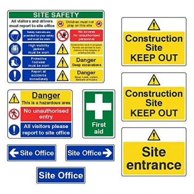 Image of Construction/Building Site Safety Sign Starter Pack Bundle Rigid Plastic