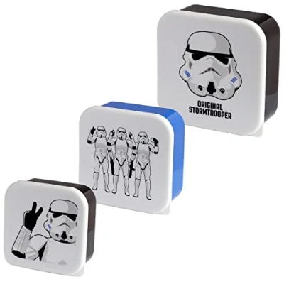 Image of Puckator The Original Stormtrooper Set of 3 Lunch Box Snack Pots M/L/XL Lunchbox with Multi Compartments Small Food Containers for Adults and Kids Girls Boys Storage