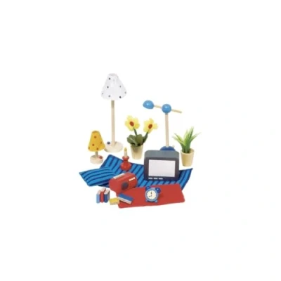 Image of GoKi 51934 Wooden Living and Bedroom Furniture for Dolls Houses